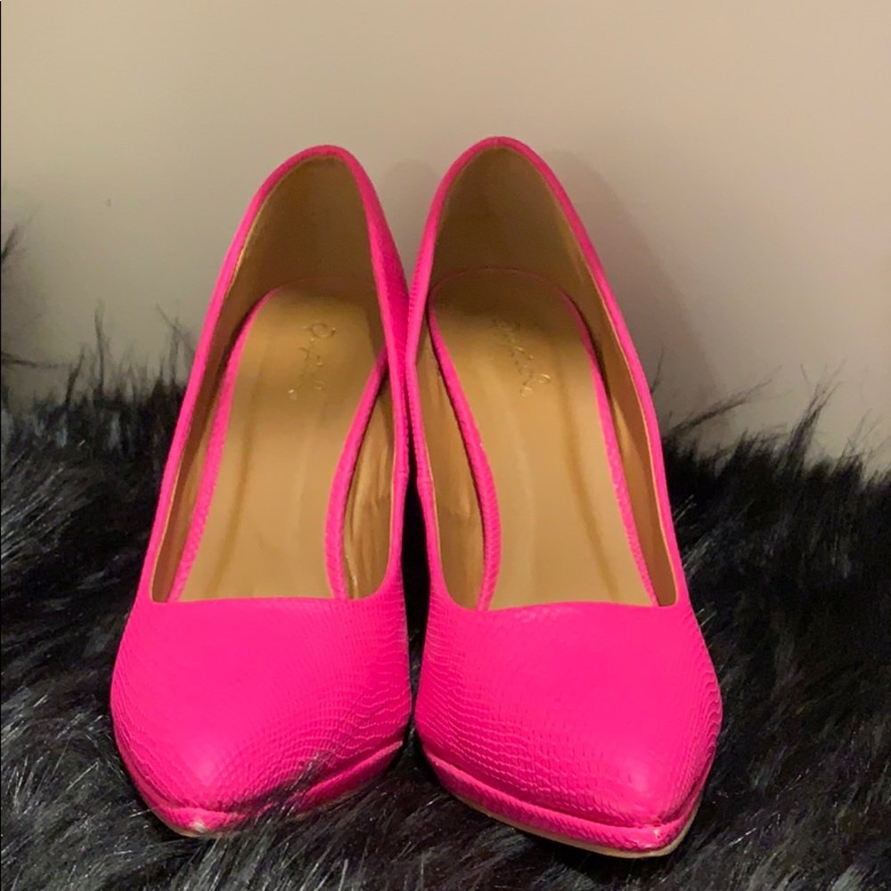 Qupid Faux Snake Skin Heels